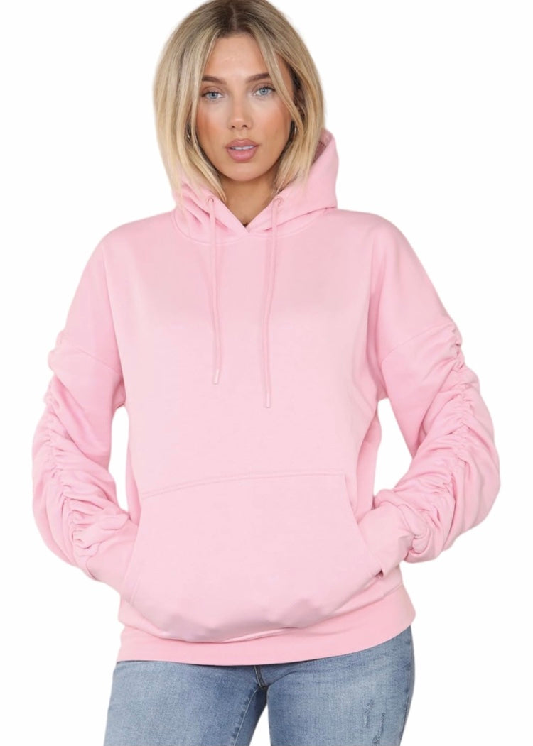 Ruched Sleeve Hoodie