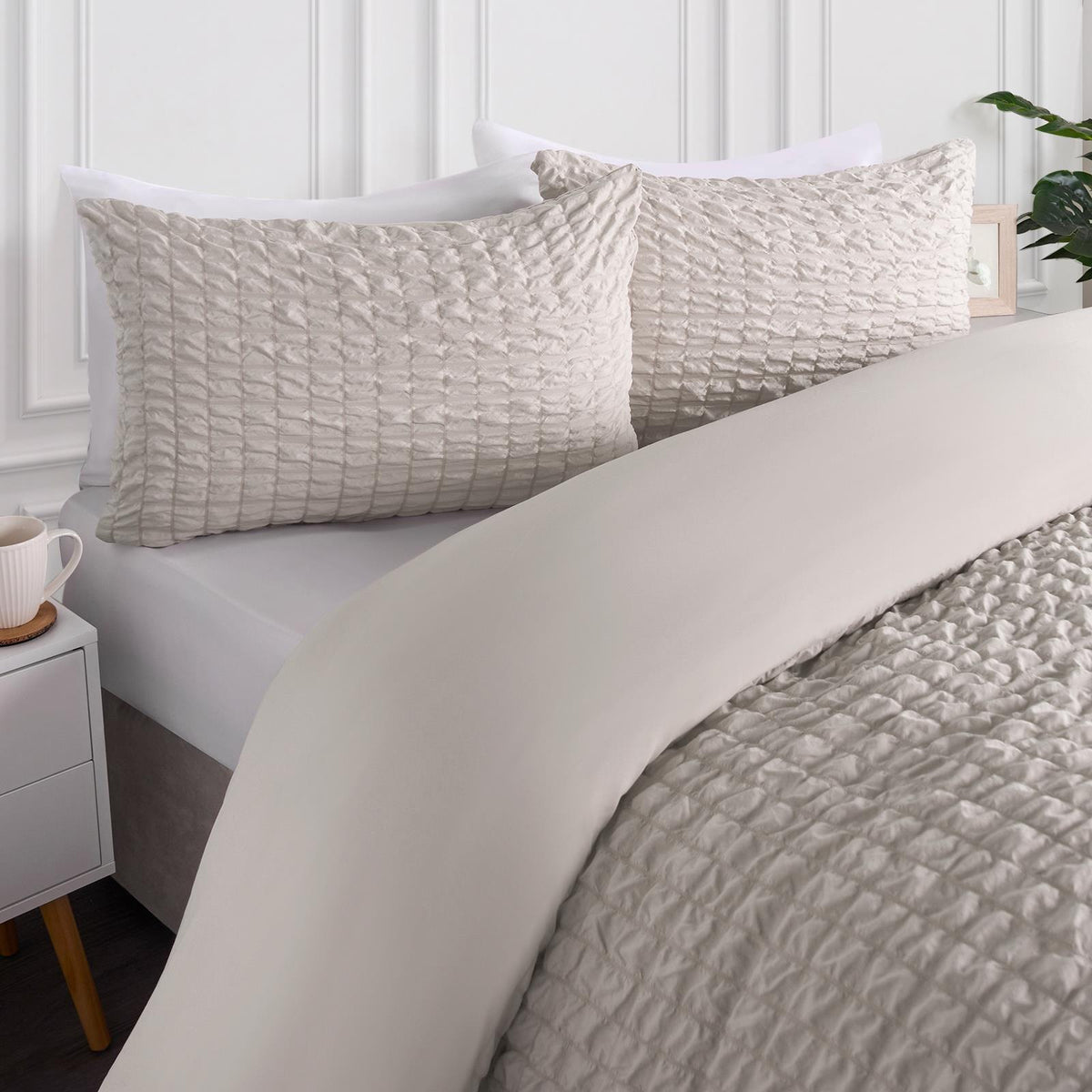 Luxury Seersucker Duvet Cover Set Geo Pillowcase Quilt Bedding Double King Size