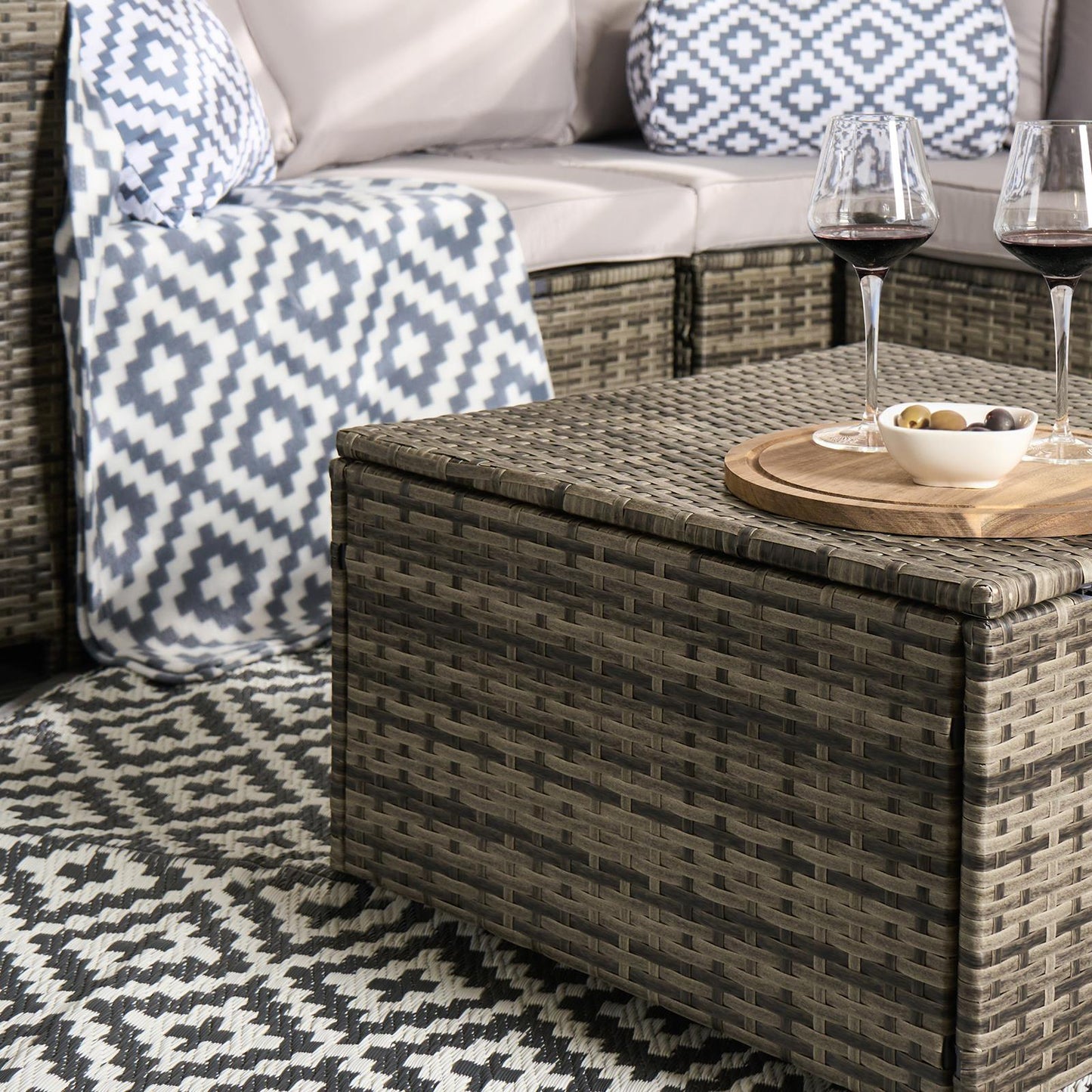 OHS Tuscany Garden Sofa Set 5 Seater Rattan Couch Table Patio L Shape Settee