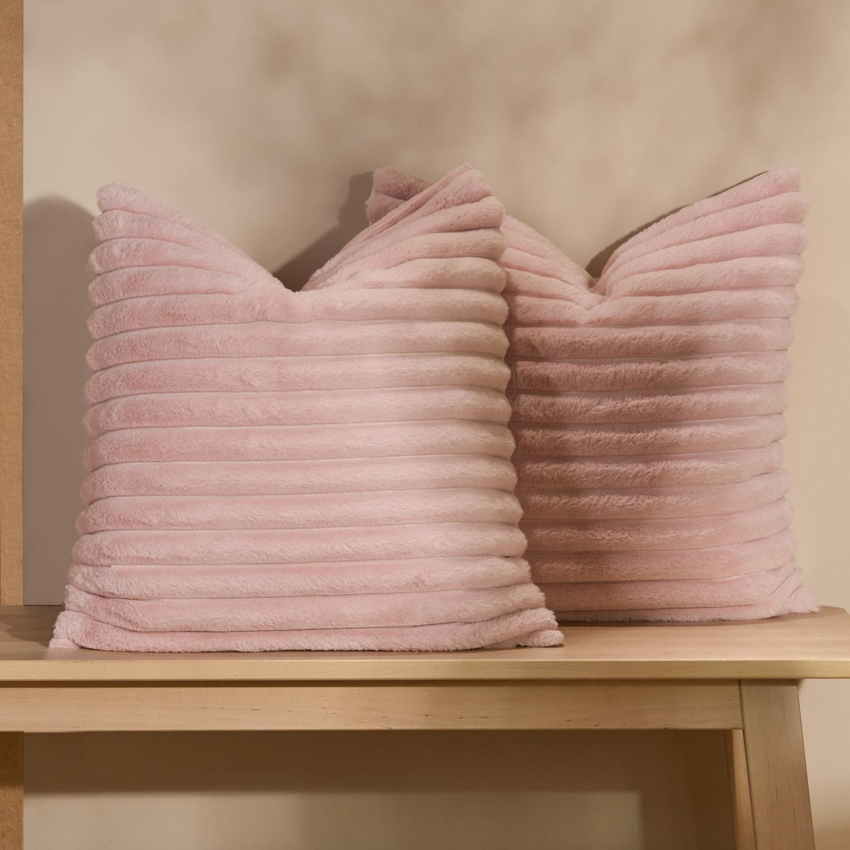 OHS Thick Rib Cushion Covers Faux Fur Soft Fleece Square Pillowcases Home Decor