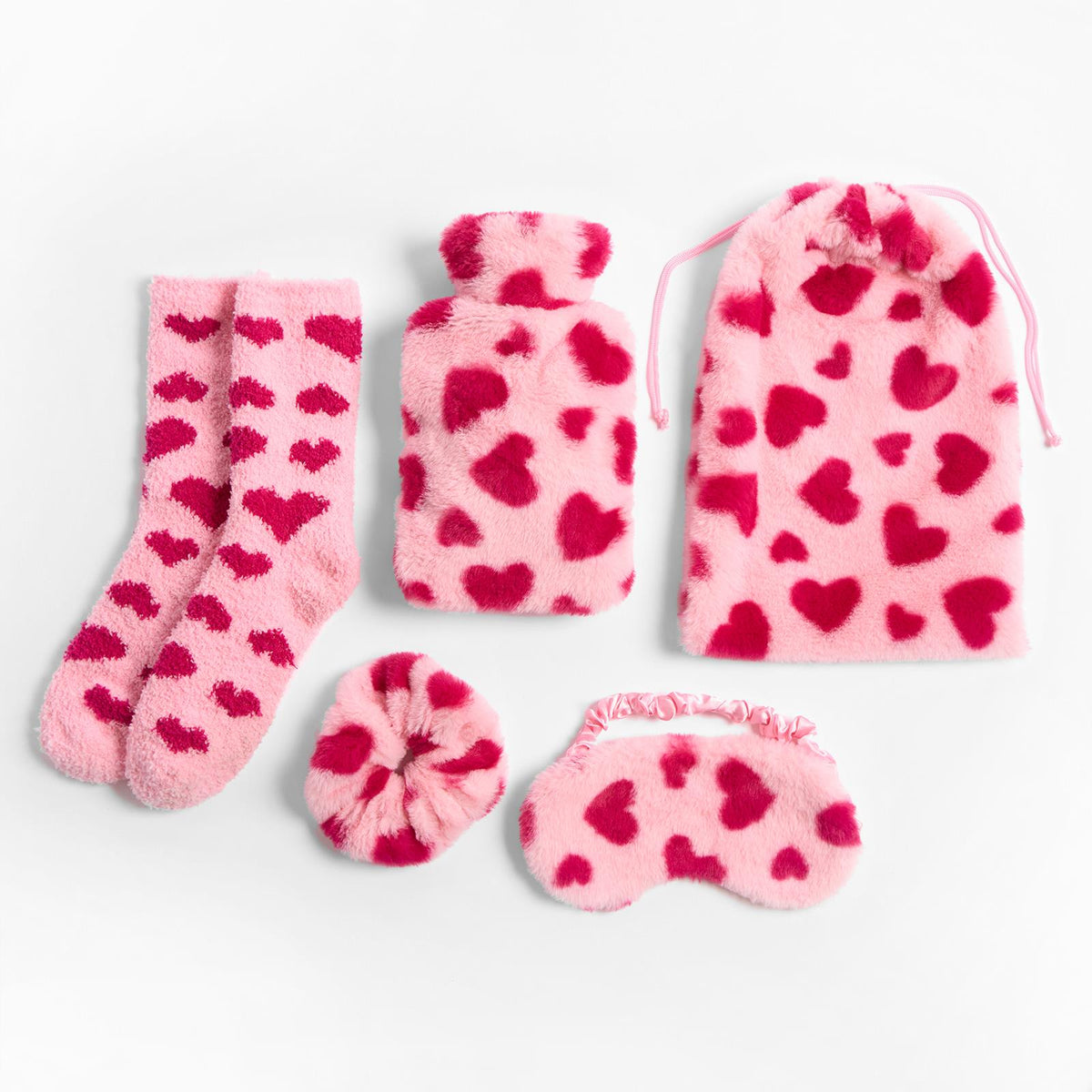 OHS Hot Water Bottle Gift Set Winter Warm Socks Eye Mask Scrunchie