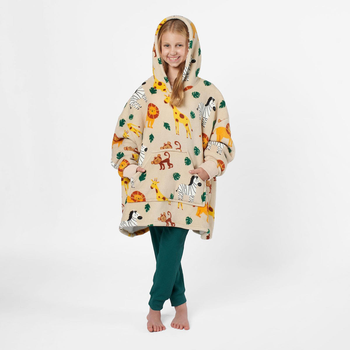 Kids Hoodie Blanket Oversized Sherpa Fleece Jumper Sweatshirt Soft Warm Throw