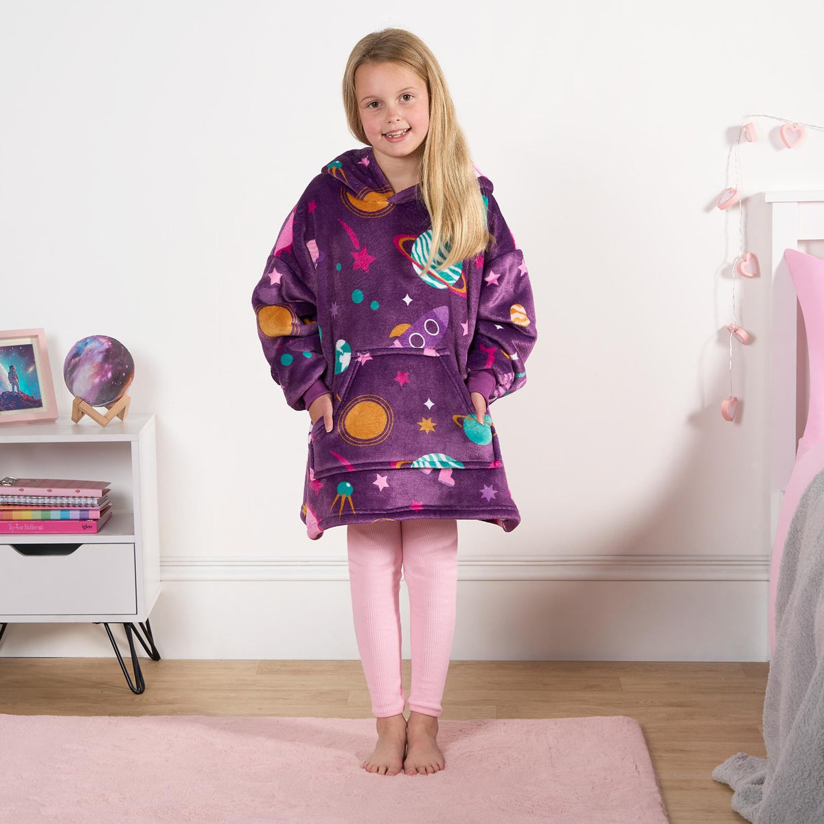 Kids Hoodie Blanket Oversized Sherpa Fleece Jumper Sweatshirt Soft Warm Throw