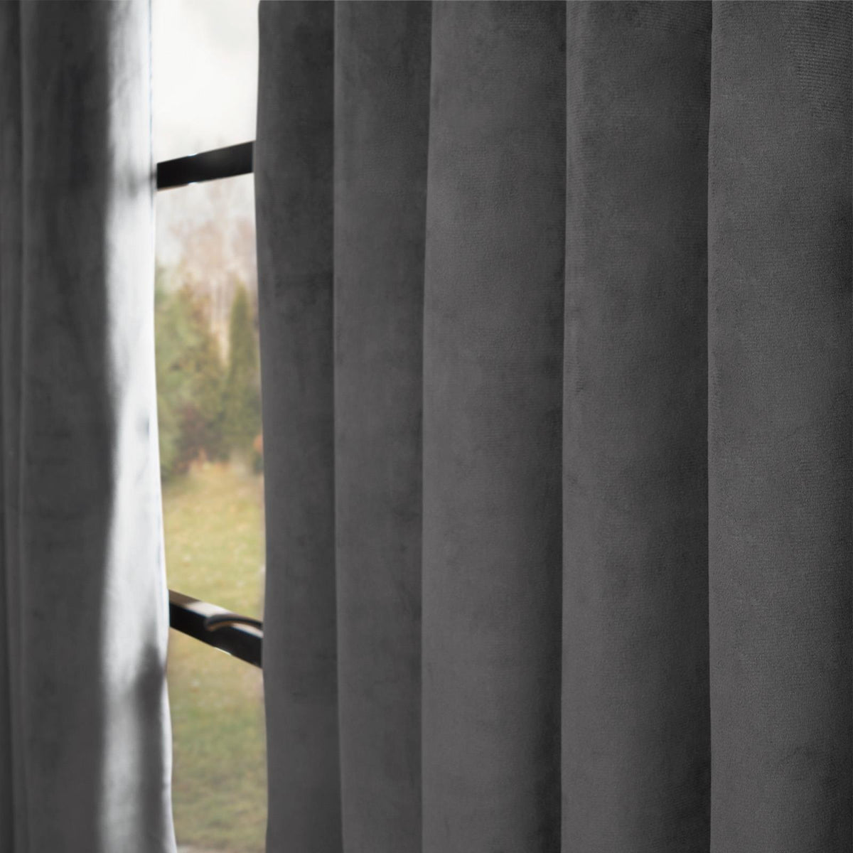 Thermal Matte Velvet Eyelet Curtains 2 Pair Of Ready Made Thick Fabric Ring Top