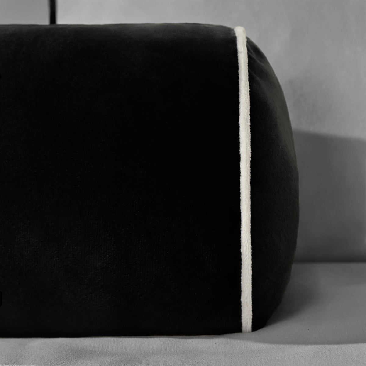 OHS Piped Edge Bolster Cushion Matte Velvet Bedroom Sofa Plump Filled Pillow