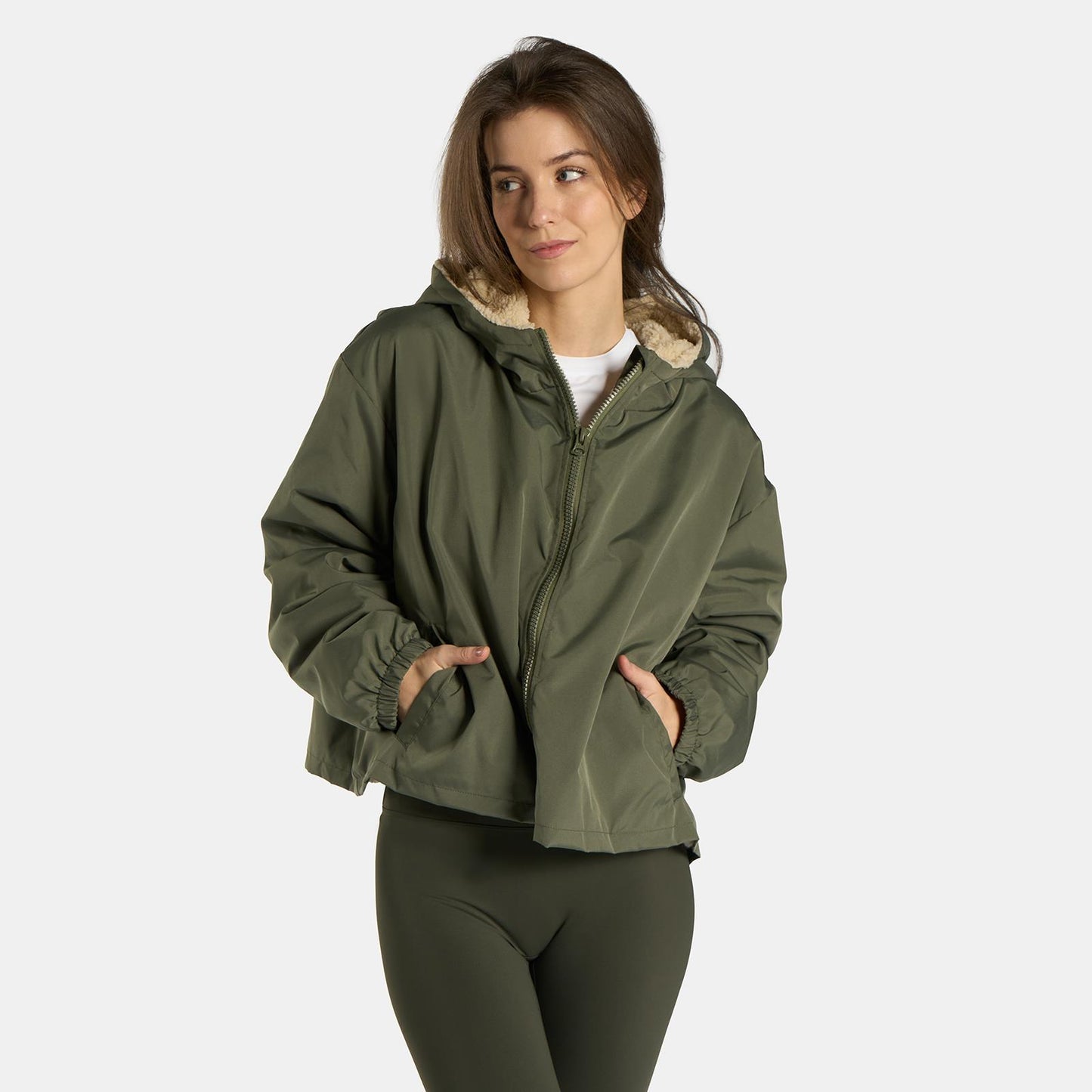 OHS Plain Drying Changing Robe Sherpa Water Resistant Cropped Jacket Outerwear