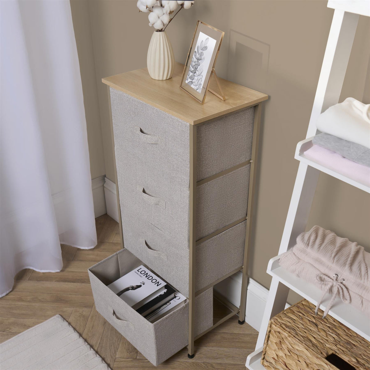 OHS Fabric Cabinet Bedside 2/3/4/5/6 Drawers Storage Unit Clothes Home Organiser