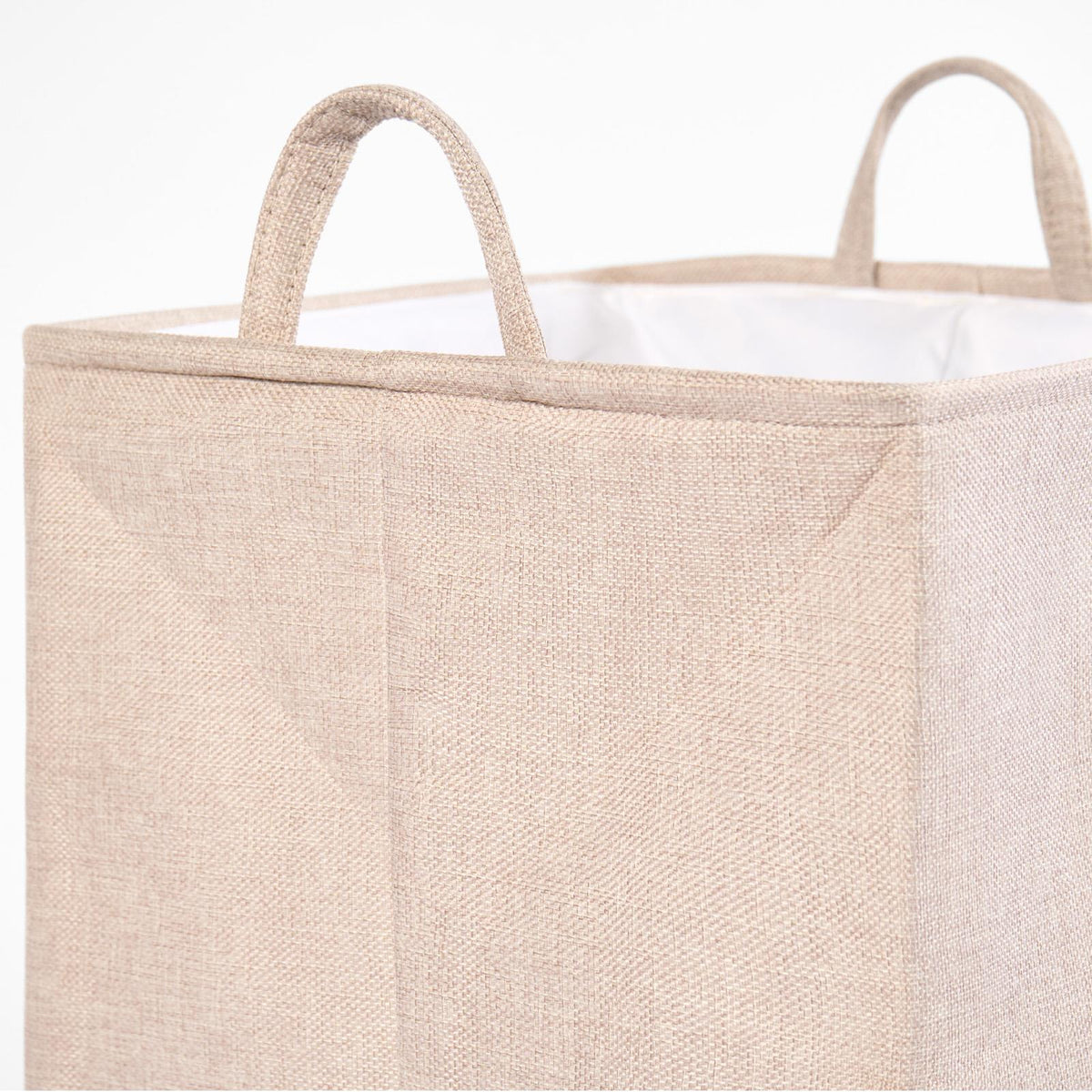 Laundry Basket Bag Foldable Drawstring Clothes Bin Organiser Faux Linen Handles
