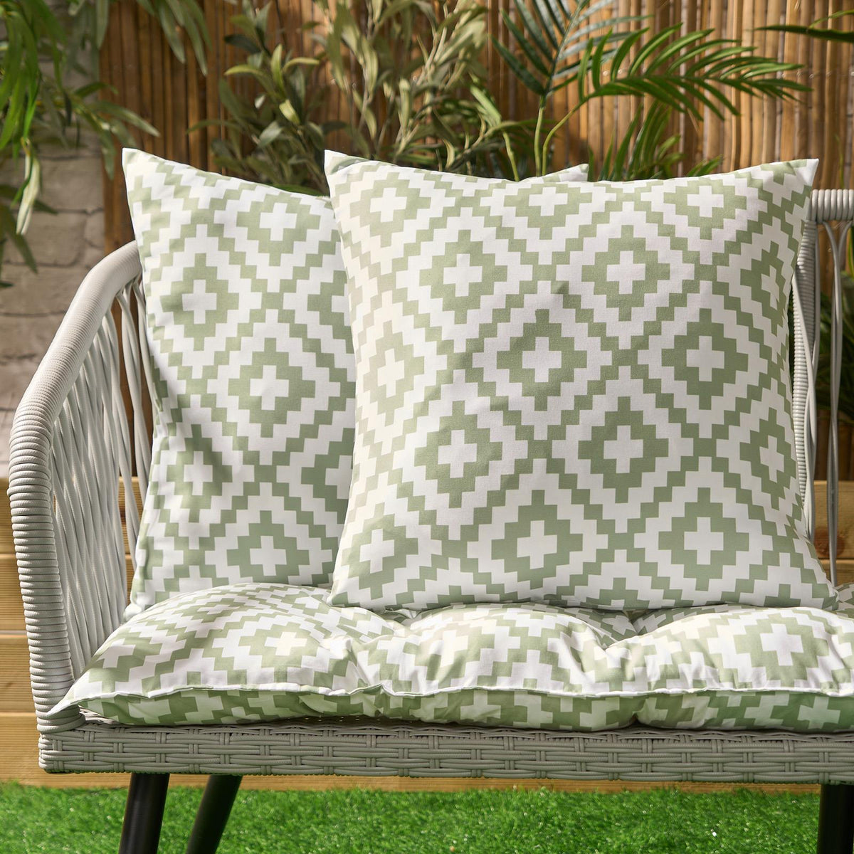 OHS Print Outdoor Cushion Covers Garden Water Resistant Filled Inserts Seat Set