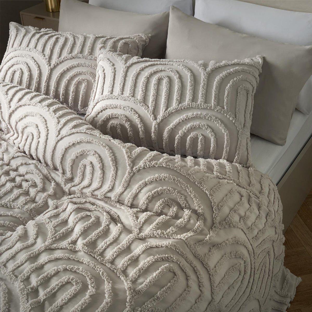 OHS Tufted Arches Bedding Set Duvet Cover with Pillowcase Double King Size