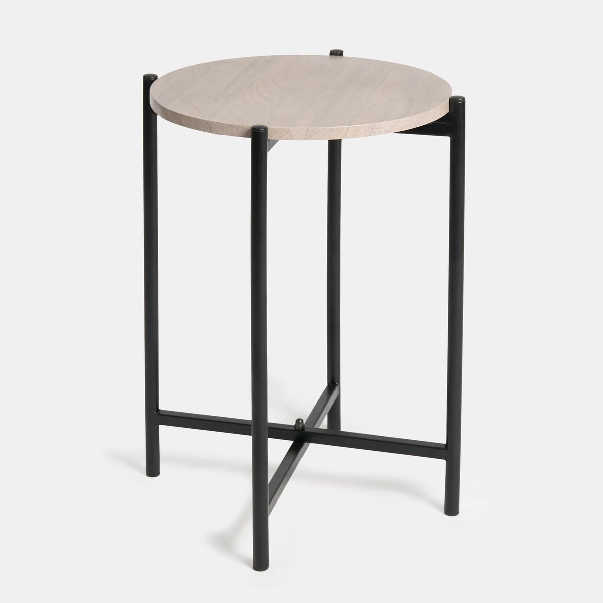 OHS Round Side Table Coffee End Tables with Metal Frame Decorative Nightstand