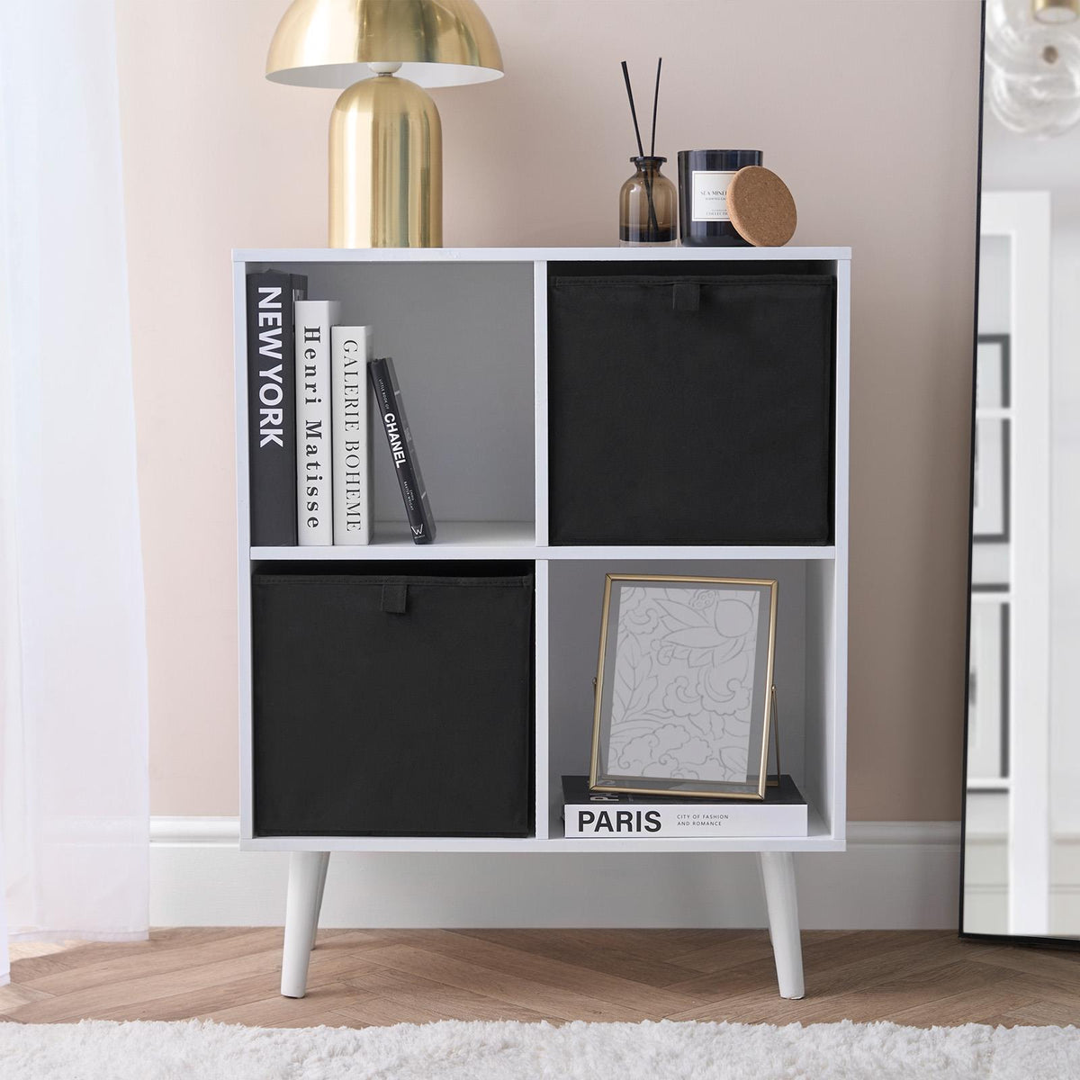 OHS Multi Pack of Matte Velvet Storage Boxes Stylish Foldable Set Square Cube