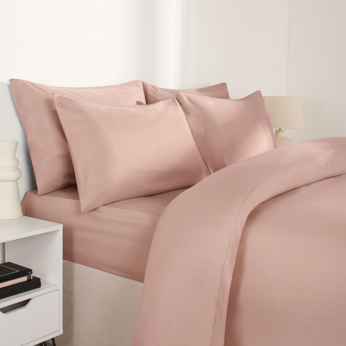 OHS Plain Duvet Cover & Pillowcase Reversible Bedding Set OR Fitted Sheet