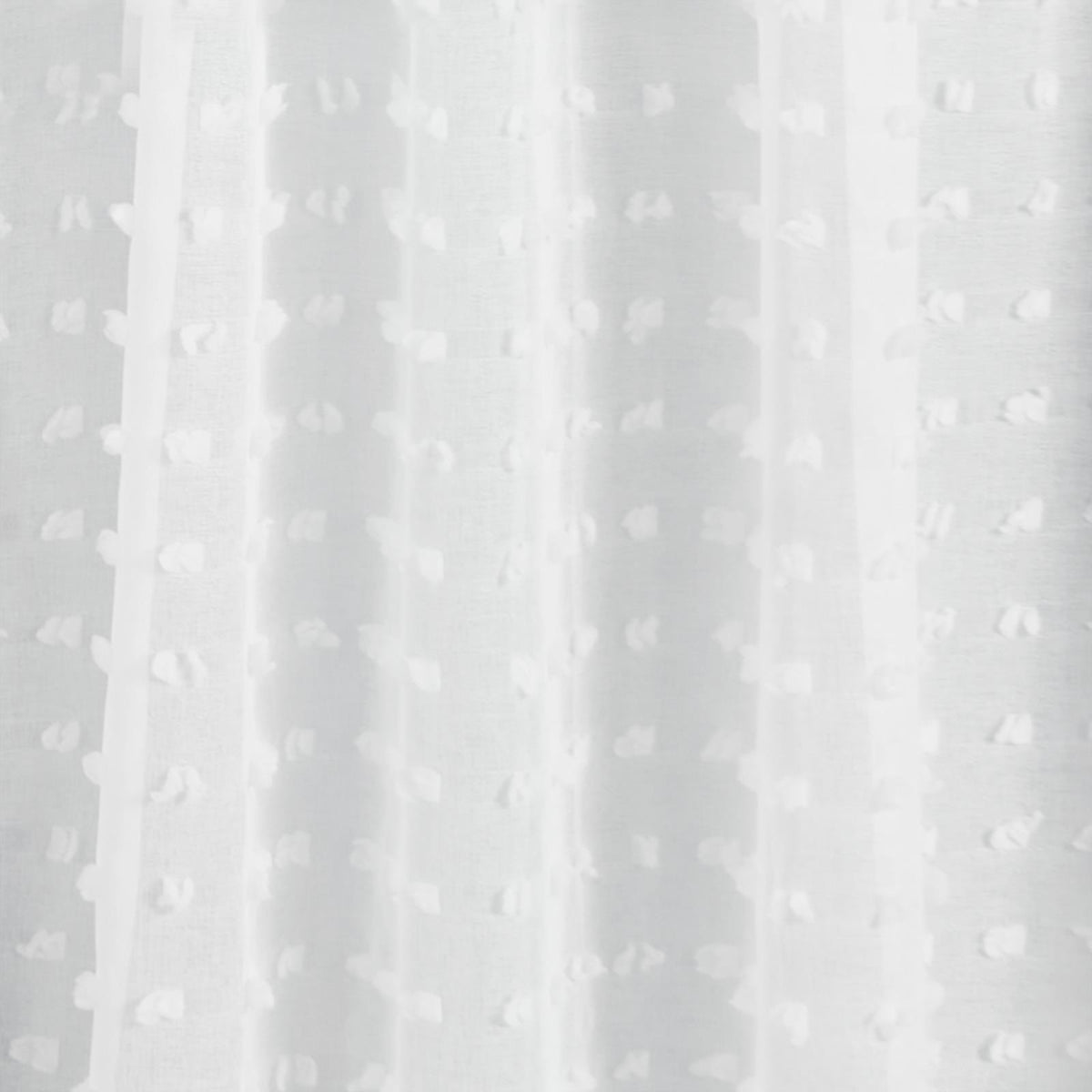 OHS Pompom Tufted Voile Net Curtains Pair 2 Window Panels Slot Top Set 55" Wide