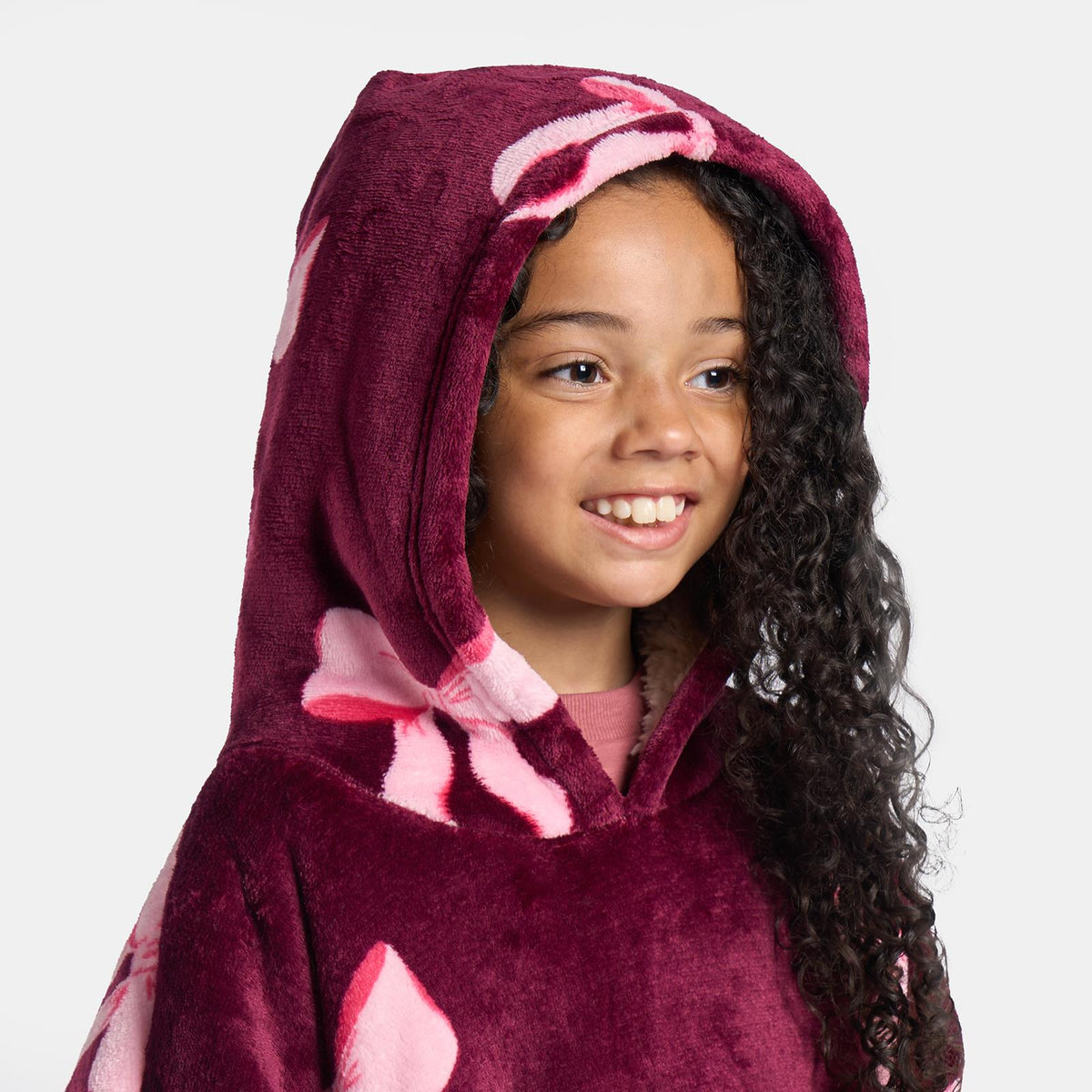 OHS Bows Print Hooded Blanket Adult Kids Sherpa Lined Winter Family Hoodie