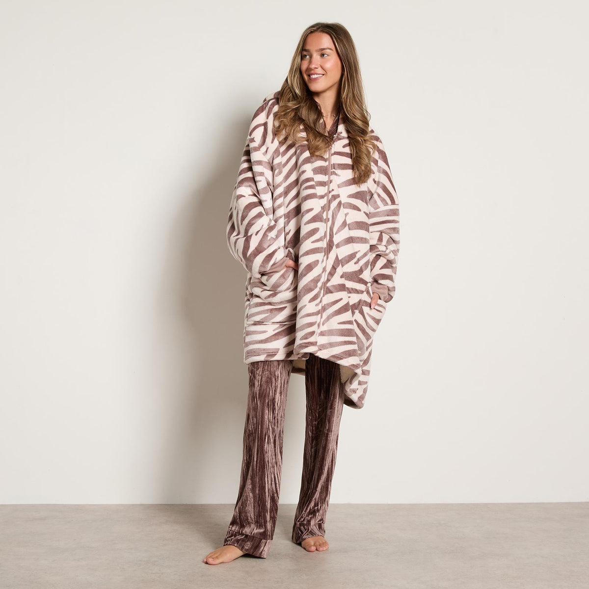 OHS Zip Up Hoodie Blanket Oversized Sherpa Fleece Thermal Sweatshirt Jumper
