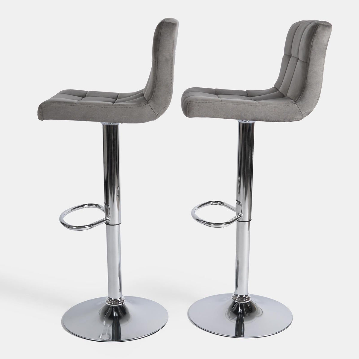Adjustable Bar Stools x 2 Velvet Swivel Pub Seat Kitchen Breakfast Counter Chair