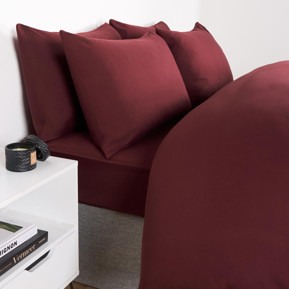 OHS Plain Duvet Cover & Pillowcase Reversible Bedding Set OR Fitted Sheet