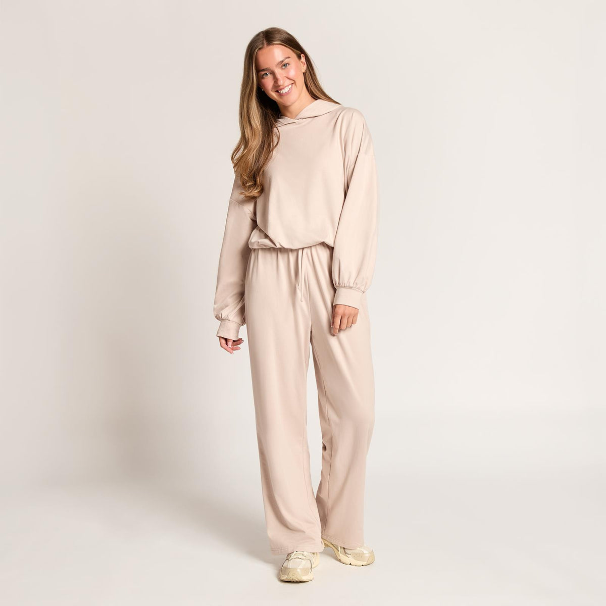 OHS Bubble Hem Co-Ord Set Hoodie Drawstring Relaxed Joggers Tracksuit Loungewear