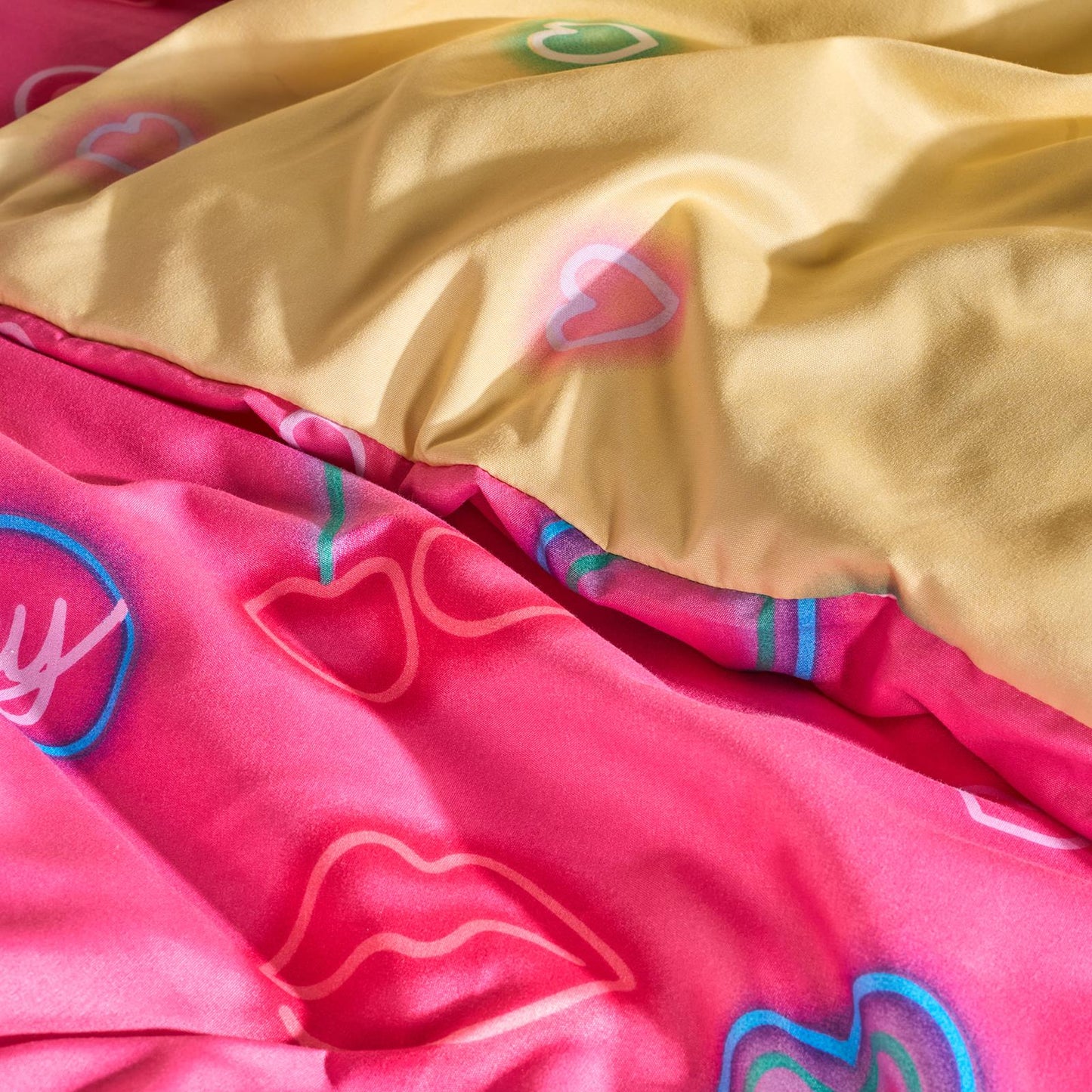OHS Neon Lights Bedding Reversible Kids Duvet Cover Set with Pillowcase