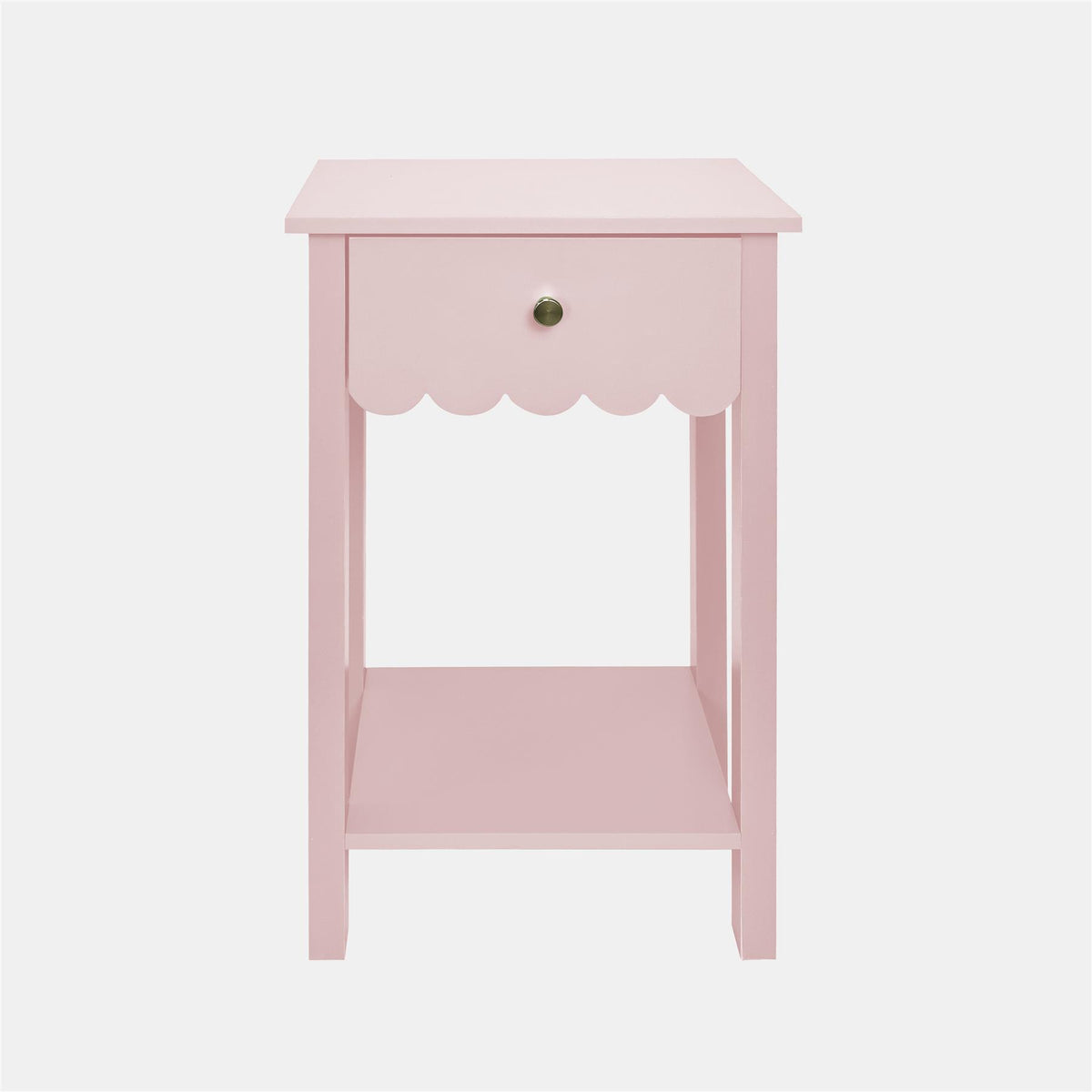 OHS Scallop Bedside Wood Nightstand 1 Drawer Storage Unit End Table Home Decor