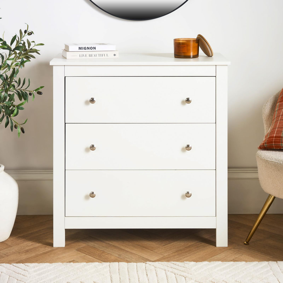 OHS Chicago Bedside Table 2/3 Drawer Hallway Cabinet Nightstand Unit Home Decor