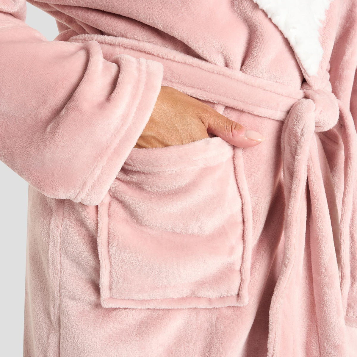 OHS Flannel Dressing Gown Soft Fleece Adults Unisex Thermal Winter Bathrobe