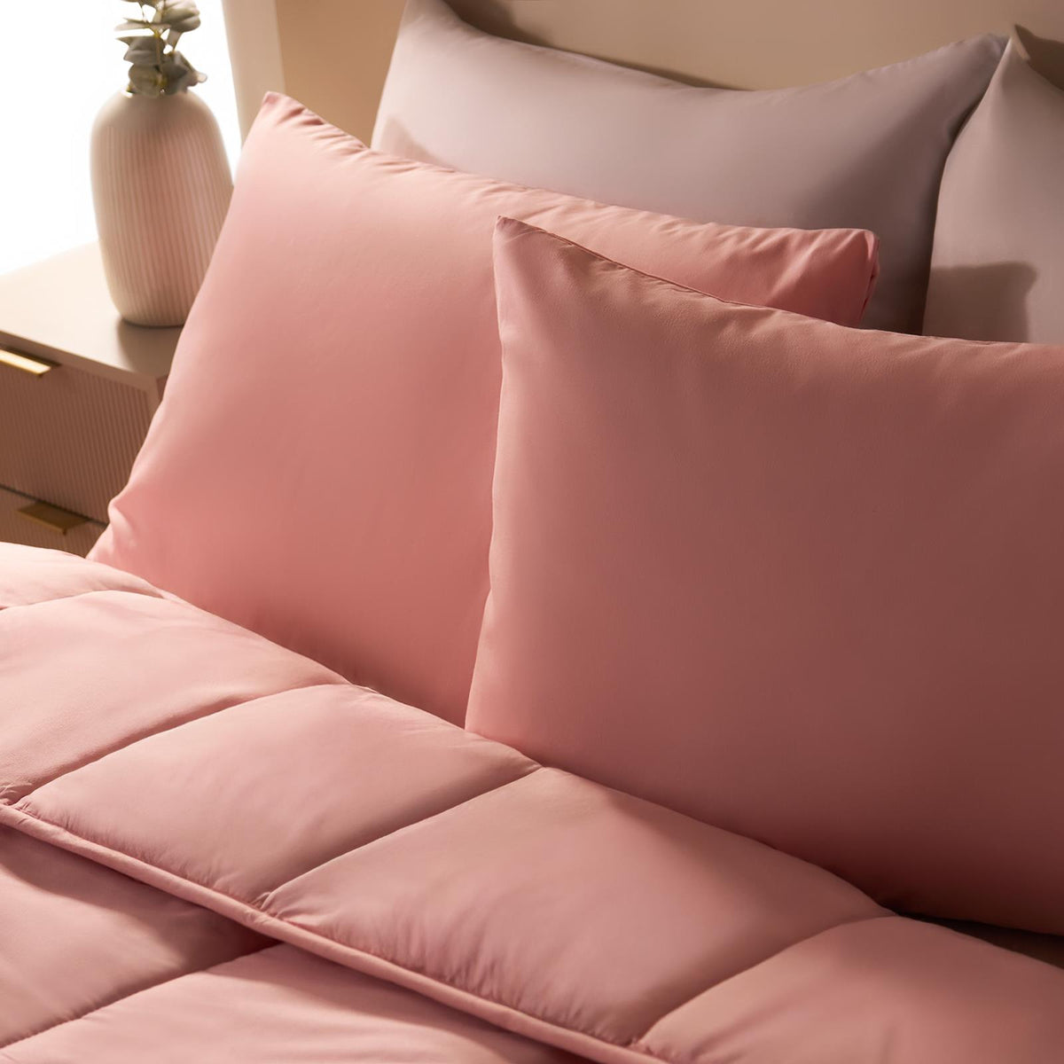 OHS Coverless Duvet & Pillowcase 10.5 Tog Bedding Set Easy Care Reversible