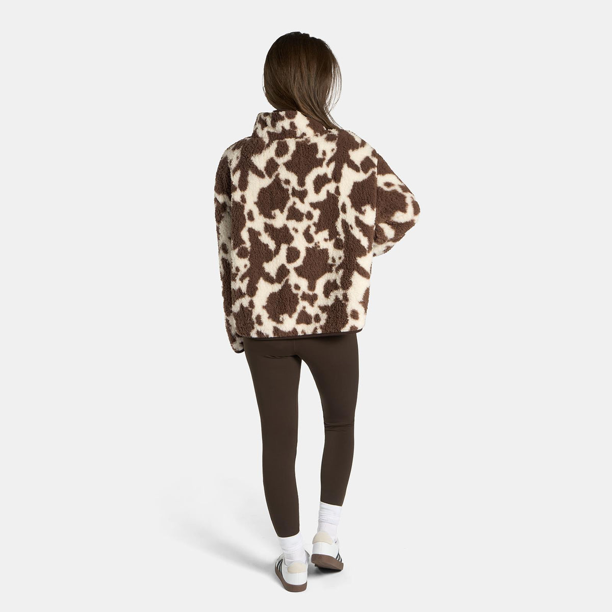 OHS Print Teddy Fleece Half Zip Jumper Womens Pullover Sweatshirt Long Sleeve
