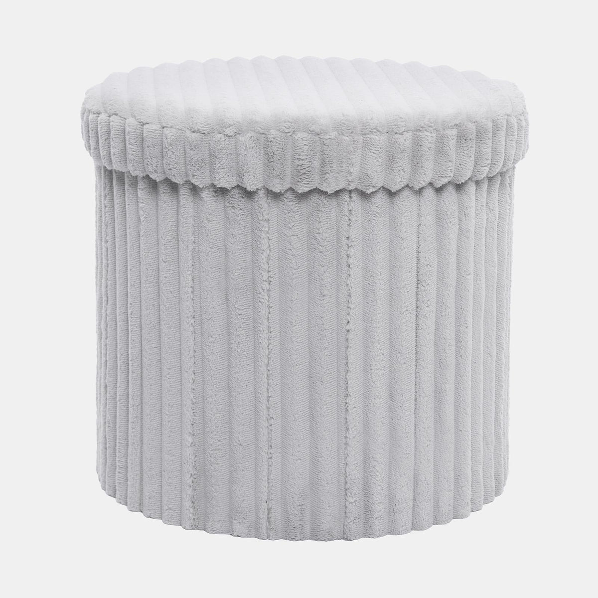 OHS Storage Box Lid Ottoman Folding Ribbed Fleece Footstool Tub Seat