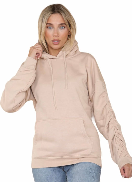 Ruched Sleeve Hoodie