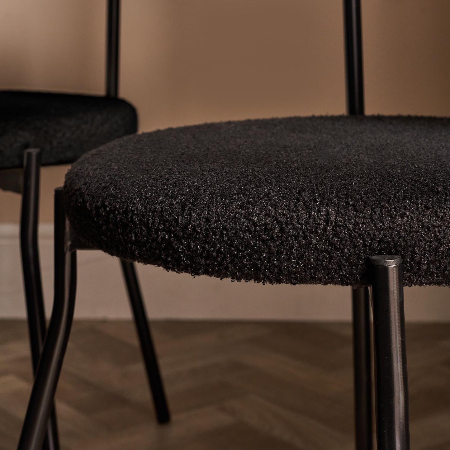 OHS Boucle Dining Chair with Metal Legs Modern Upholstered Kitchen Chair