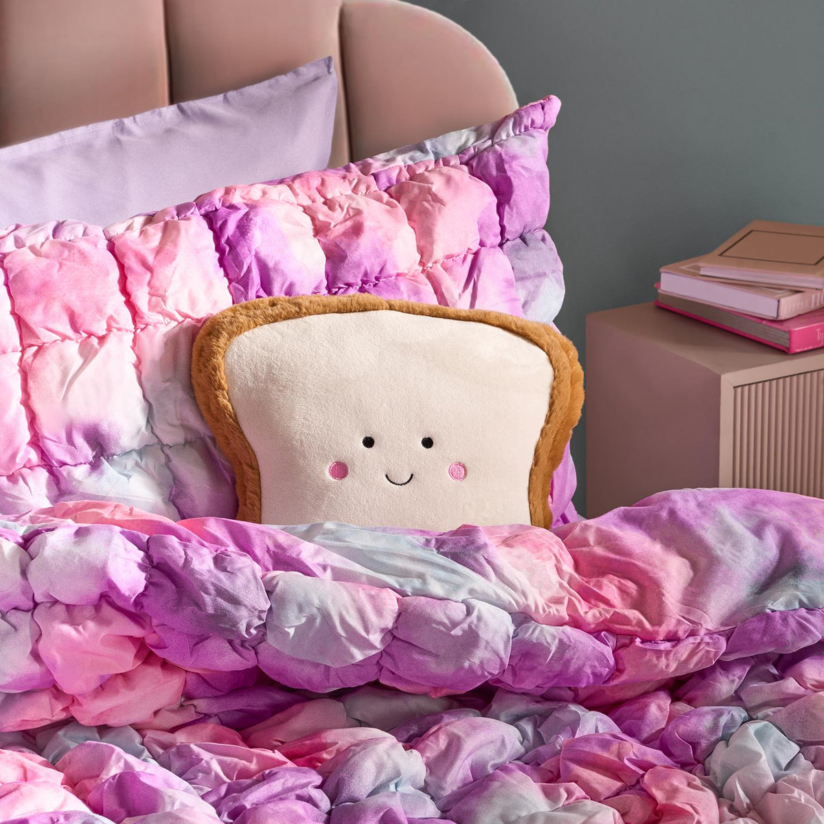 OHS Filled Quilted Seersucker Duvet Cover Bedding Set