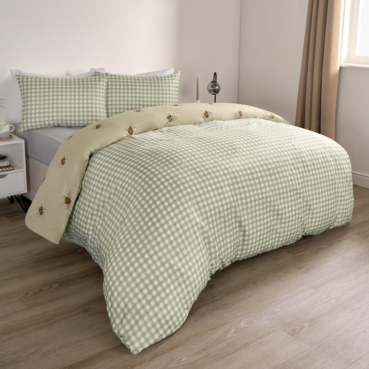 Bee Duvet Cover Set Reversible Stripe Quilt Bedding Set Single Double King Size