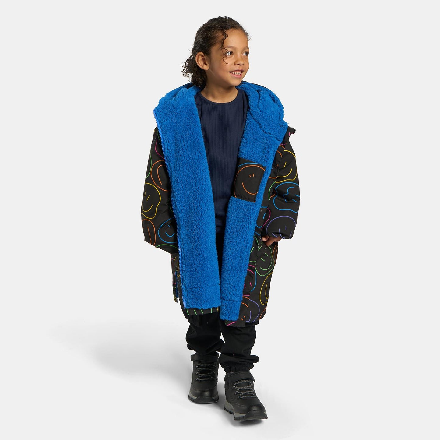 OHS Kids Drying Changing Robe Fun Print Sherpa Lined Water Resistant Long Coat