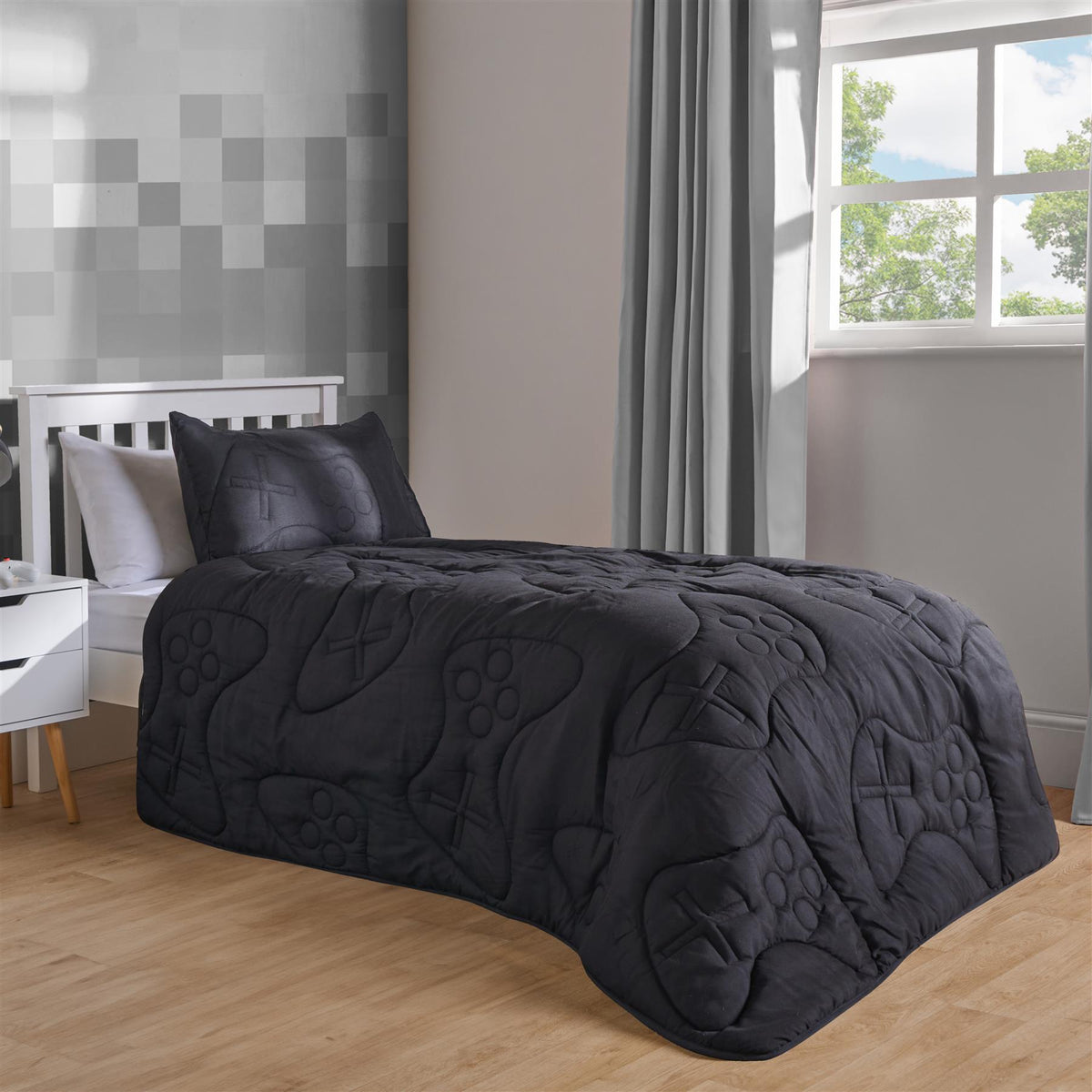OHS Gaming Duvet Coverless Quilted 7.5 TOG Bedding Cover Pillowcase Set Embossed
