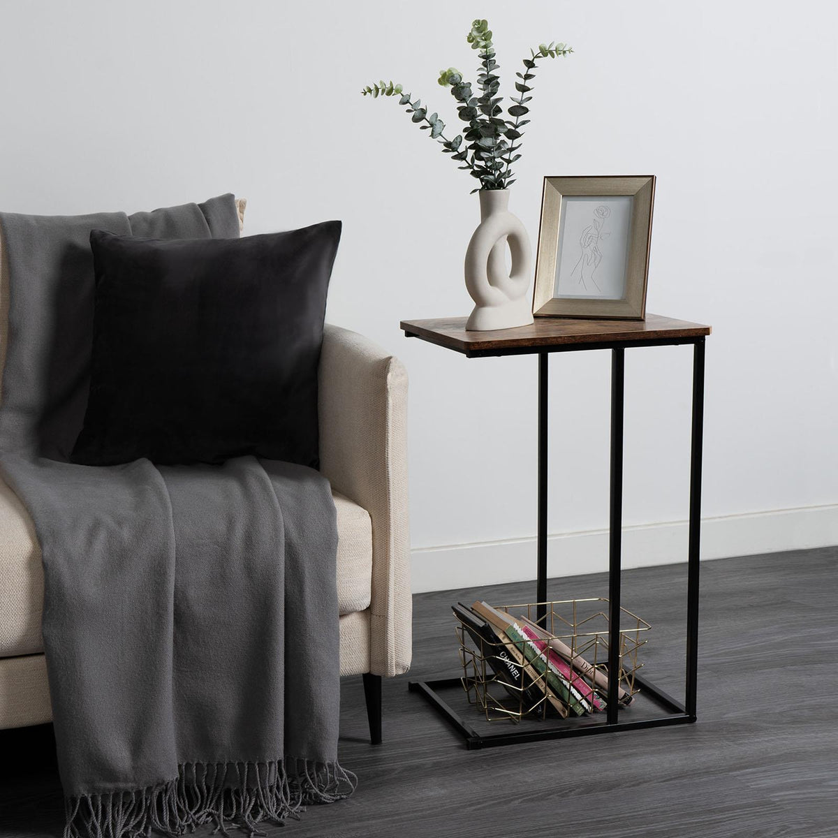 C Shape Table Coffee Laptop Side End Living Room Furniture Bedside Nightstand
