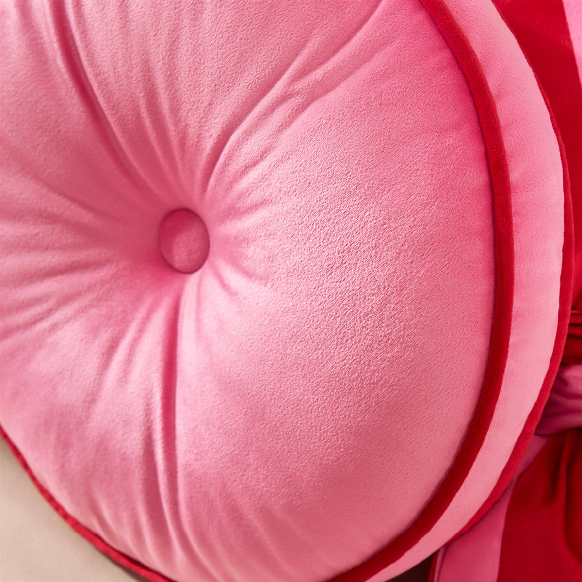 OHS Velvet Filled Cushion Round Bedroom Decor Scatter Chair Sofa Button Pillow