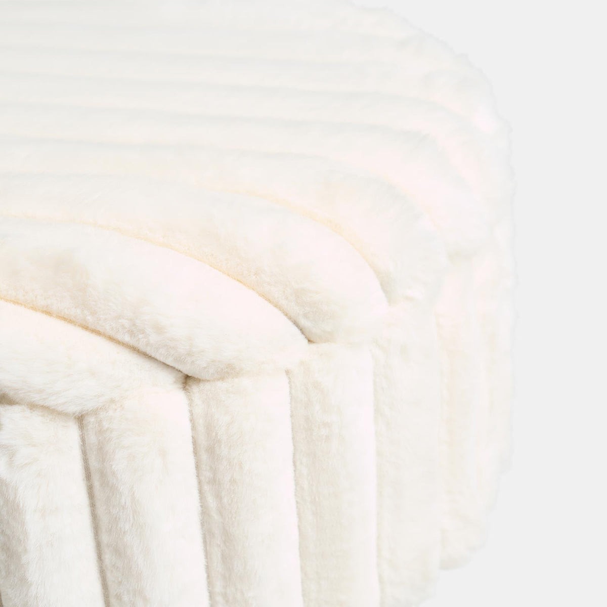OHS Faux Fur Stool Hairpin Ribbed Fleece Round Vanity Seat Foot Rest Chair