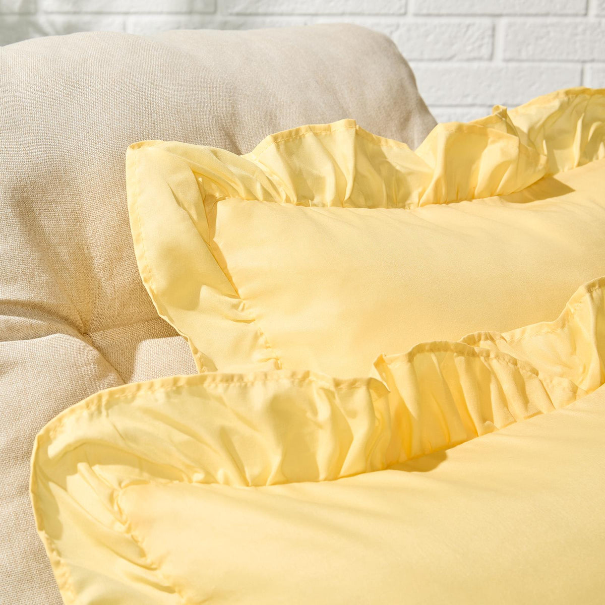 OHS Frill Cushion Covers Faux Linen Soft Square Pillowcases Home Decor Multipack