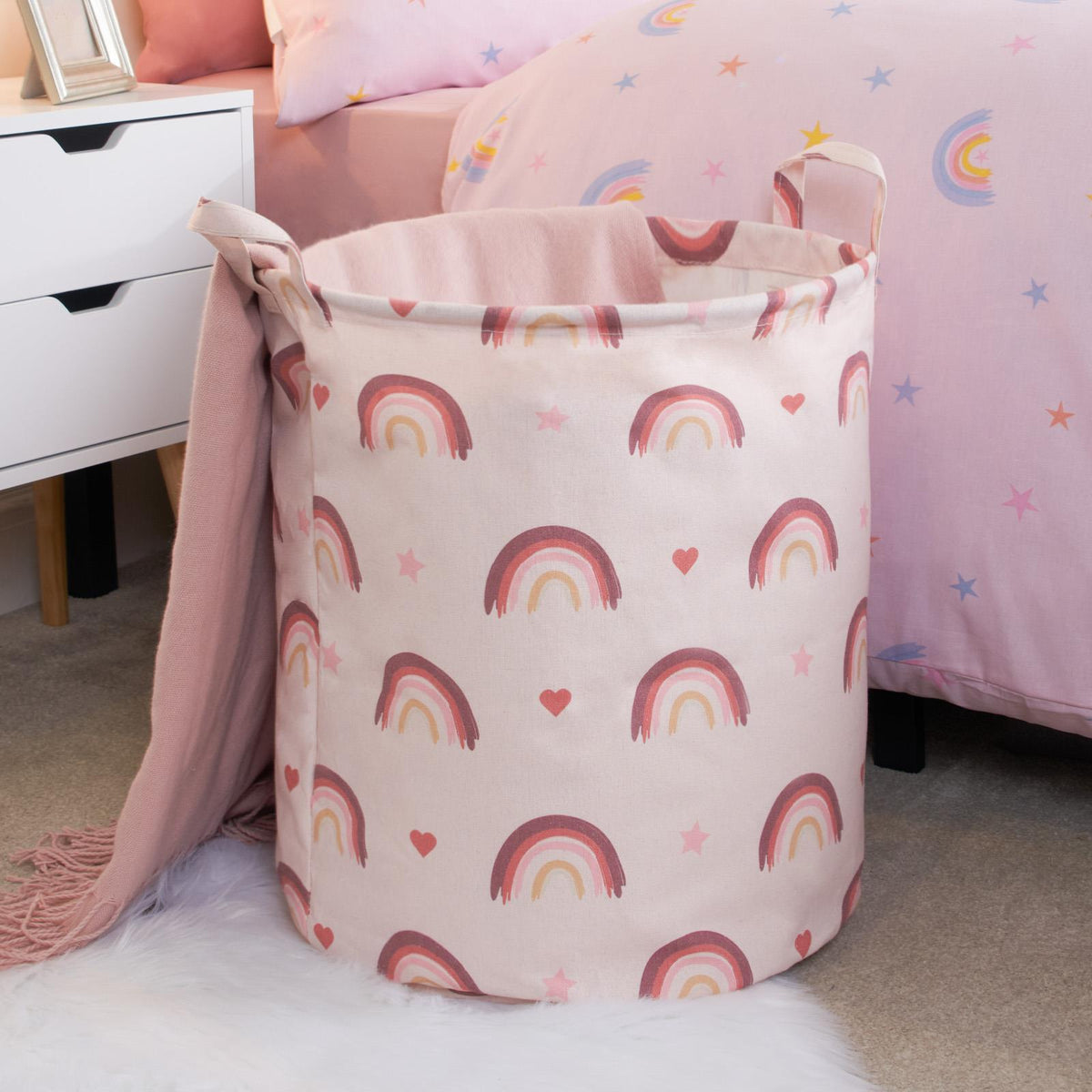 OHS Kids Laundry Basket Clothes Storage Toy Organiser Pop Up Hamper Bag Handles