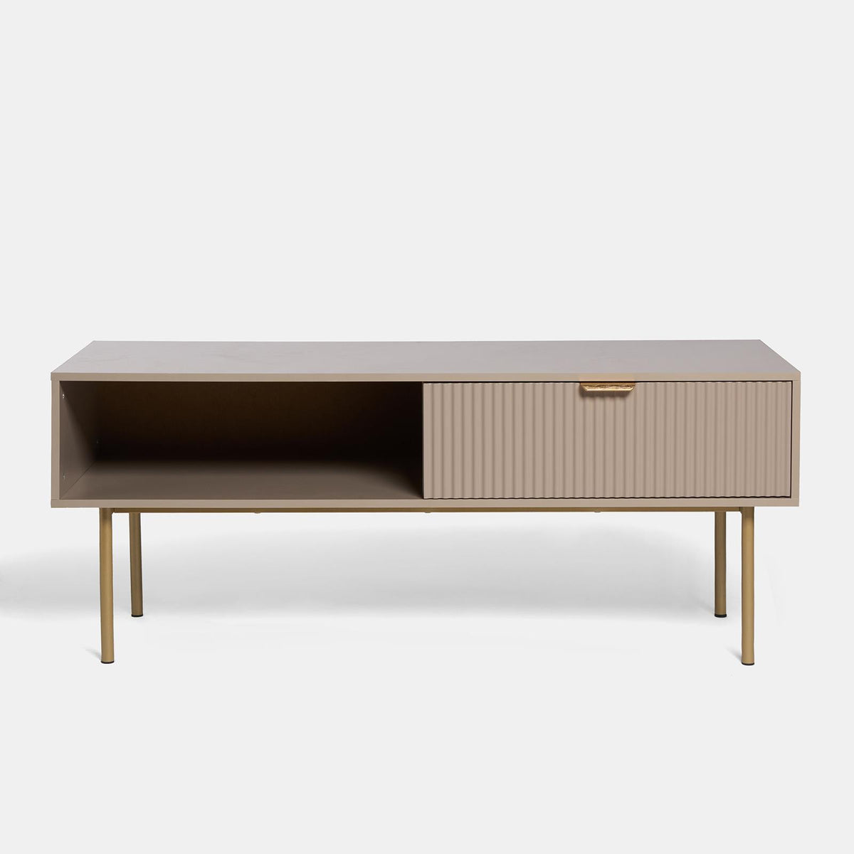 OHS Ribbed Coffee Table with Drawer Engineered Wood Shelf Storage Home Decor