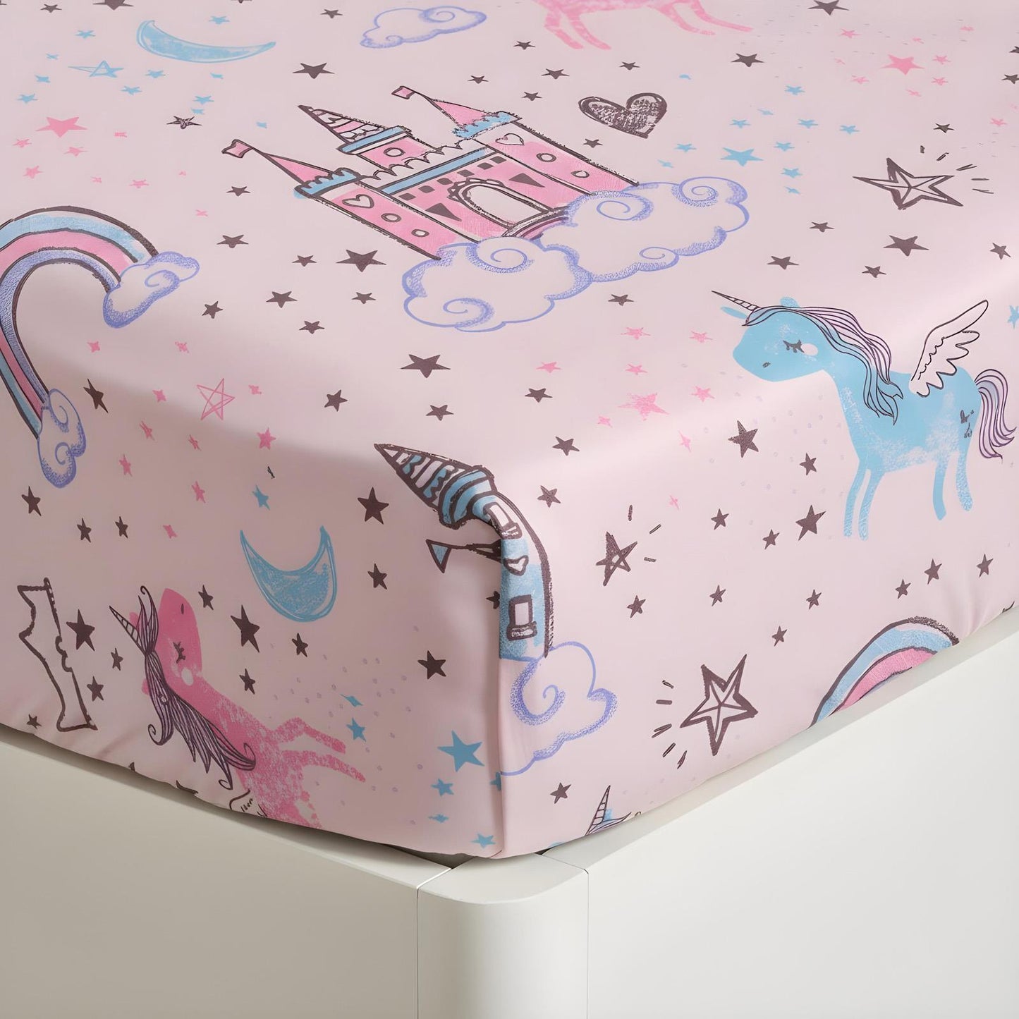 OHS Kids Microfibre Fitted Sheet Fun Print 25cm Hotel Quality Easy Care