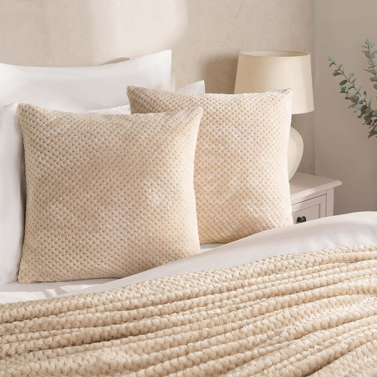 OHS Waffle Fleece Cushion Covers 2/4 Pack Soft Filler Decor