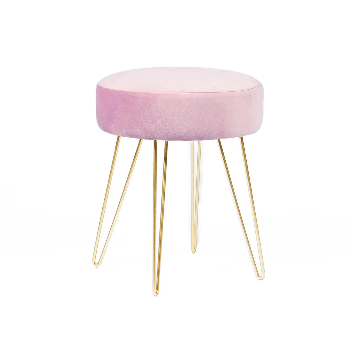 Dressing Table Stool Velvet Round Makeup Vanity Seat Chair Metal Legs Pouffe