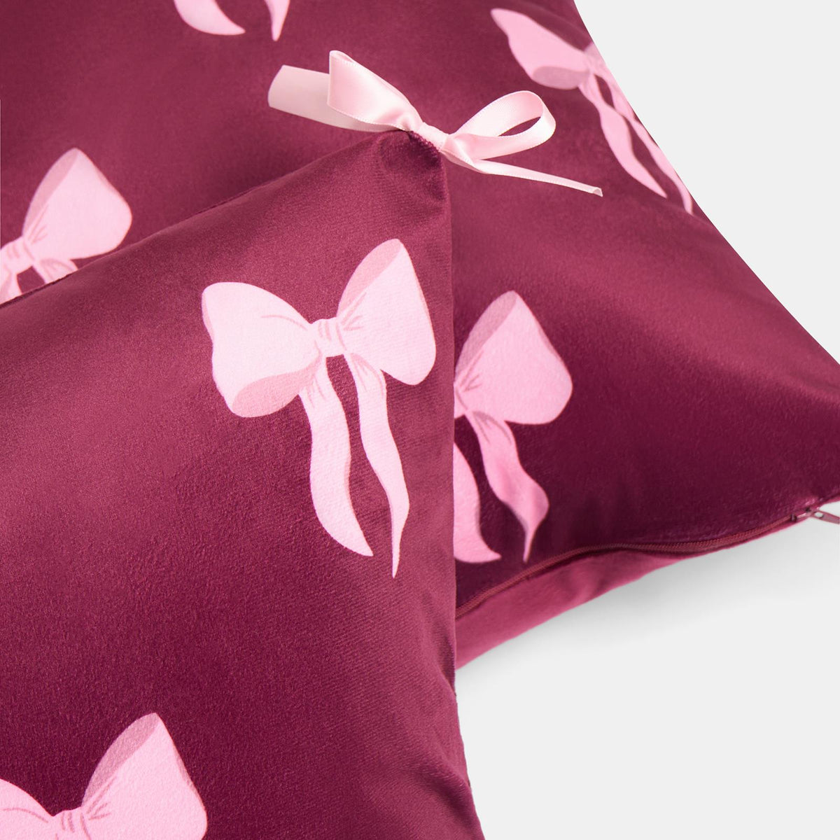 OHS Bows Cushion Covers Matte Velvet Living Room Square Pillowcases Home Decor