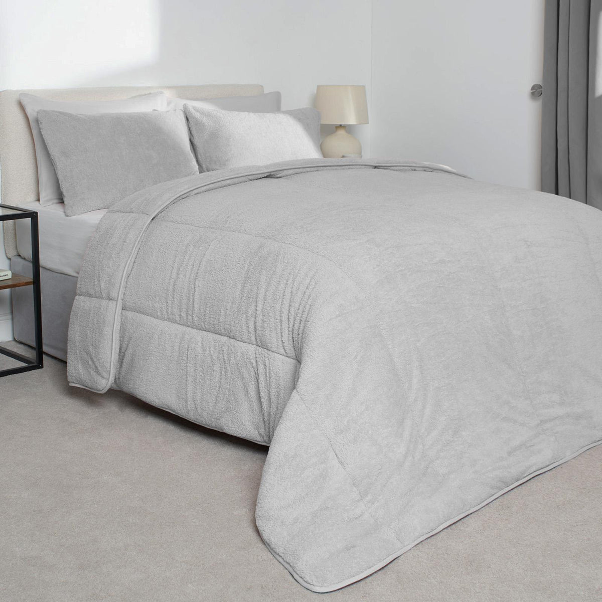 OHS Coverless Duvet 10.5 TOG Teddy Fleece Pillowcase Bedding Set Double King