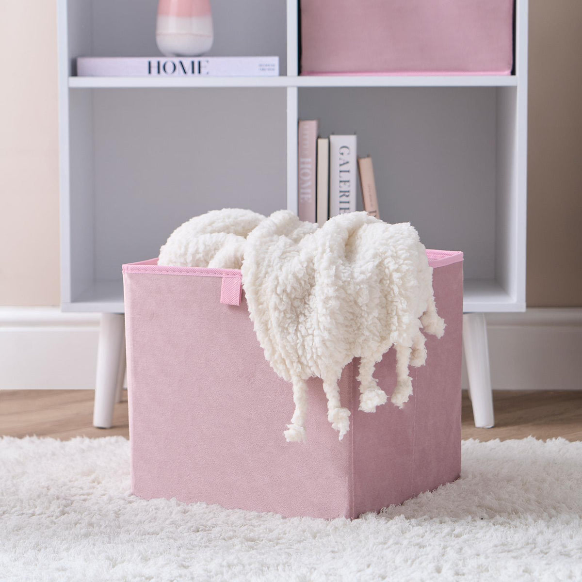 OHS Multi Pack of Matte Velvet Storage Boxes Stylish Foldable Set Square Cube