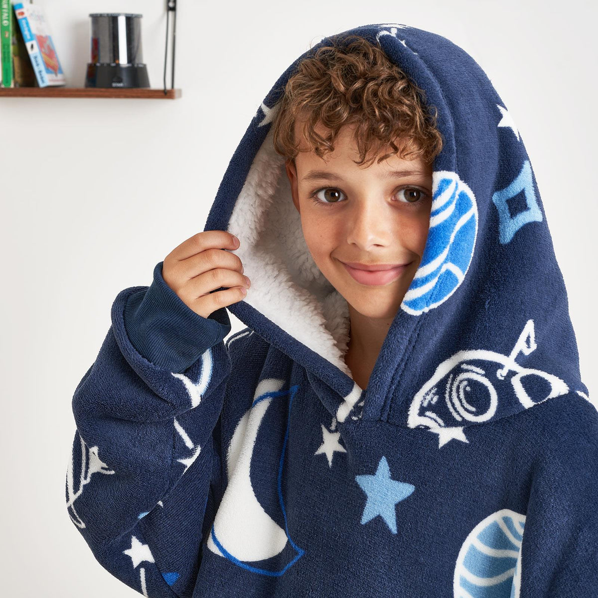 Kids Hoodie Blanket Oversized Sherpa Fleece Jumper Sweatshirt Soft Warm Throw