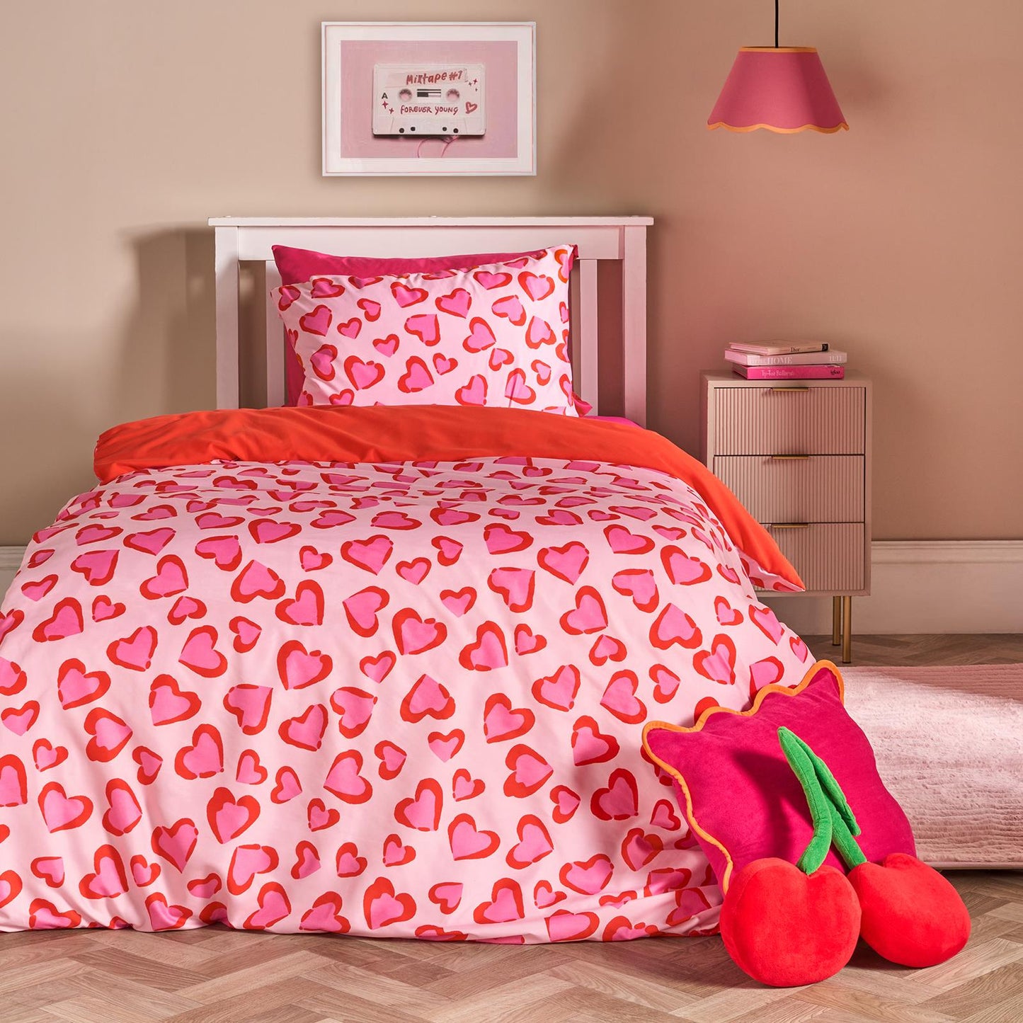 OHS Heart Leopard Bedding Reversible Kids Duvet Cover Set with Pillowcase
